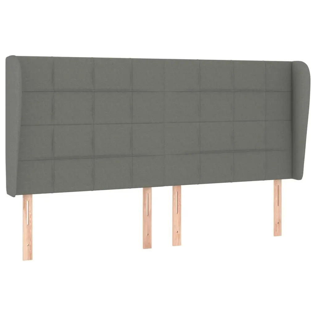 Headboard with Ears Dark Grey 203x23x118/128 cm Fabric 3117979