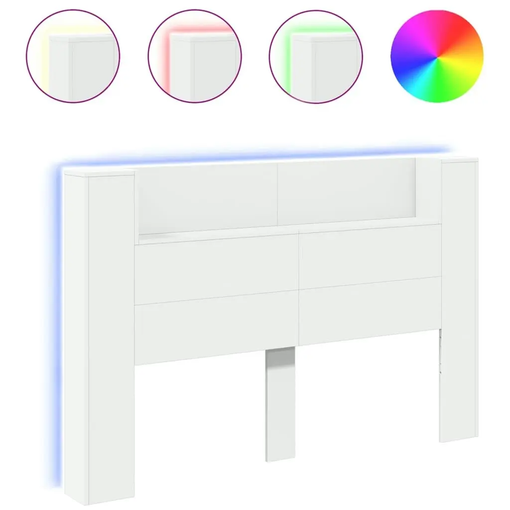 Headboard Cabinet with LED White 160x16.5x103.5 cm 839252