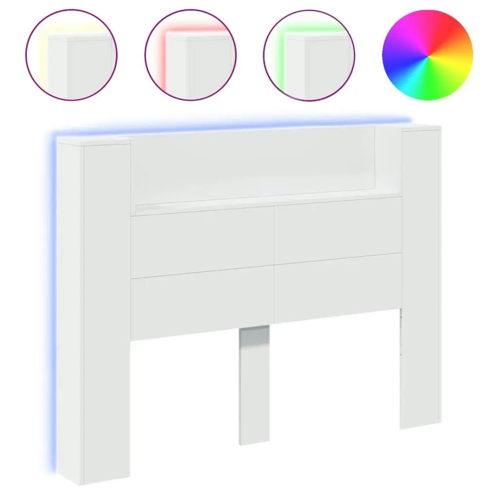 Headboard Cabinet with LED White 140x16.5x103.5 cm 839245