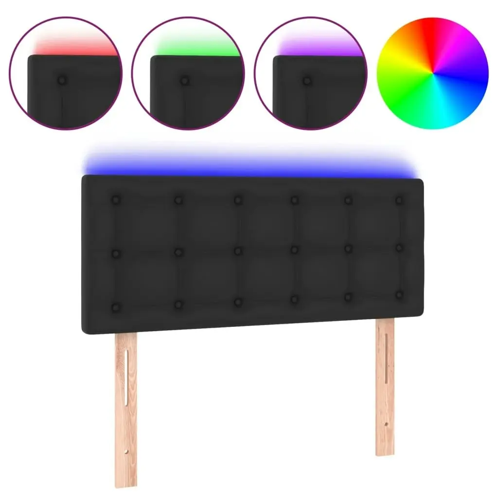 LED Headboard Black 100x5x78/88 cm Faux Leather 3121696