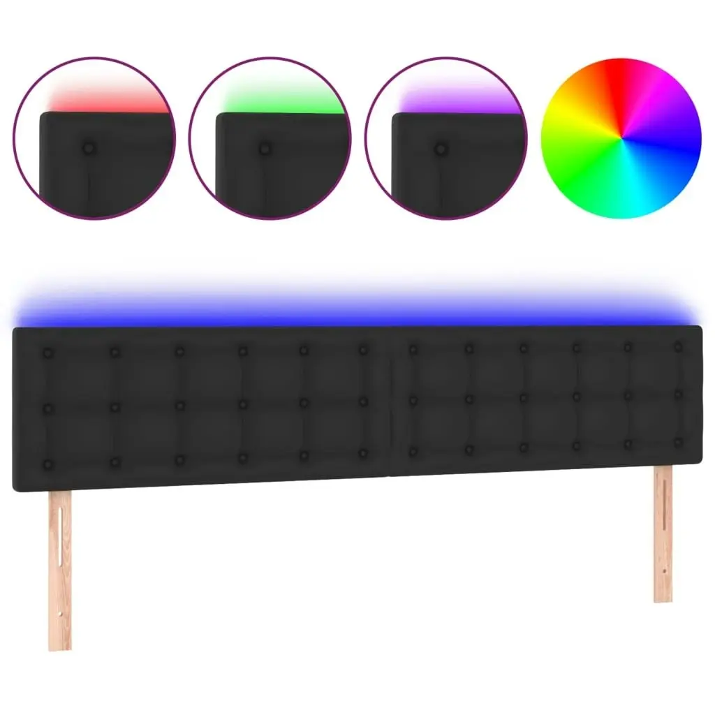 LED Headboard Black 160x5x78/88 cm Faux Leather 3121708