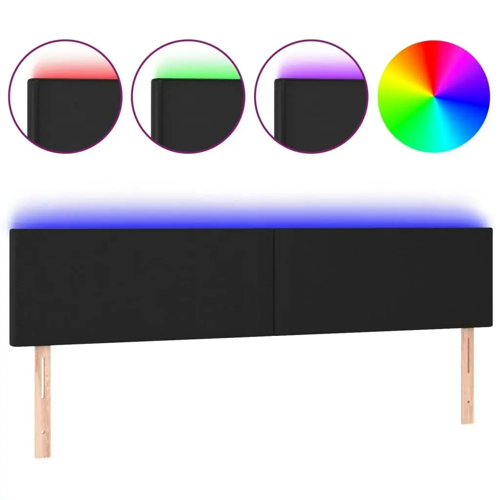 LED Headboard Black 160x5x78/88 cm Faux Leather 3121428