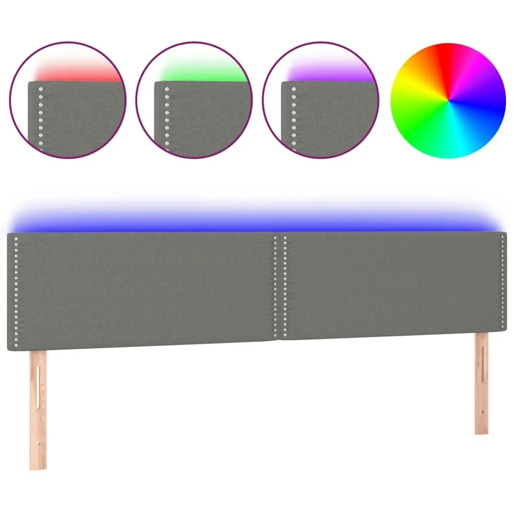 LED Headboard Dark Grey 160x5x78/88 cm Fabric 3121479