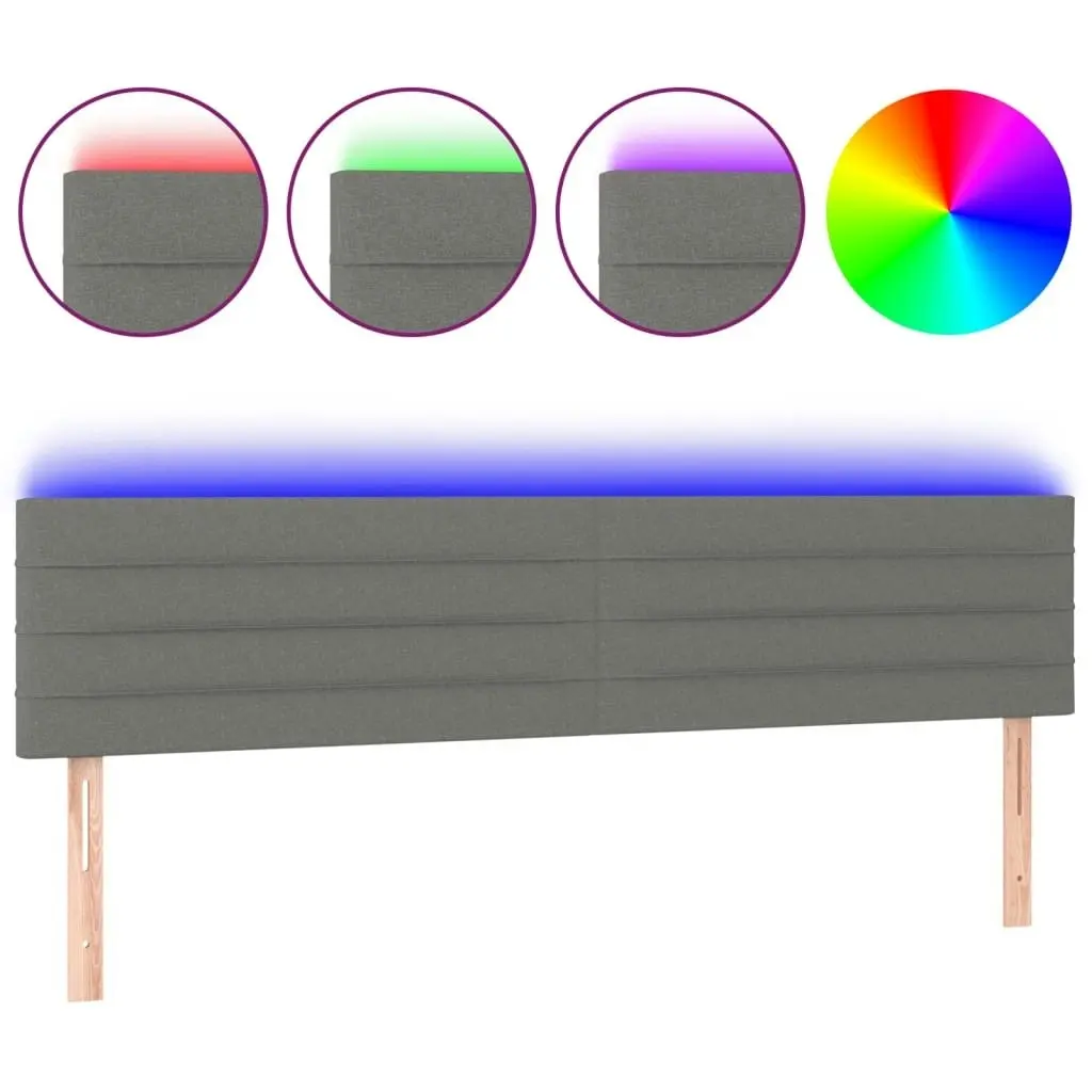 LED Headboard Dark Grey 160x5x78/88 cm Fabric 3121759