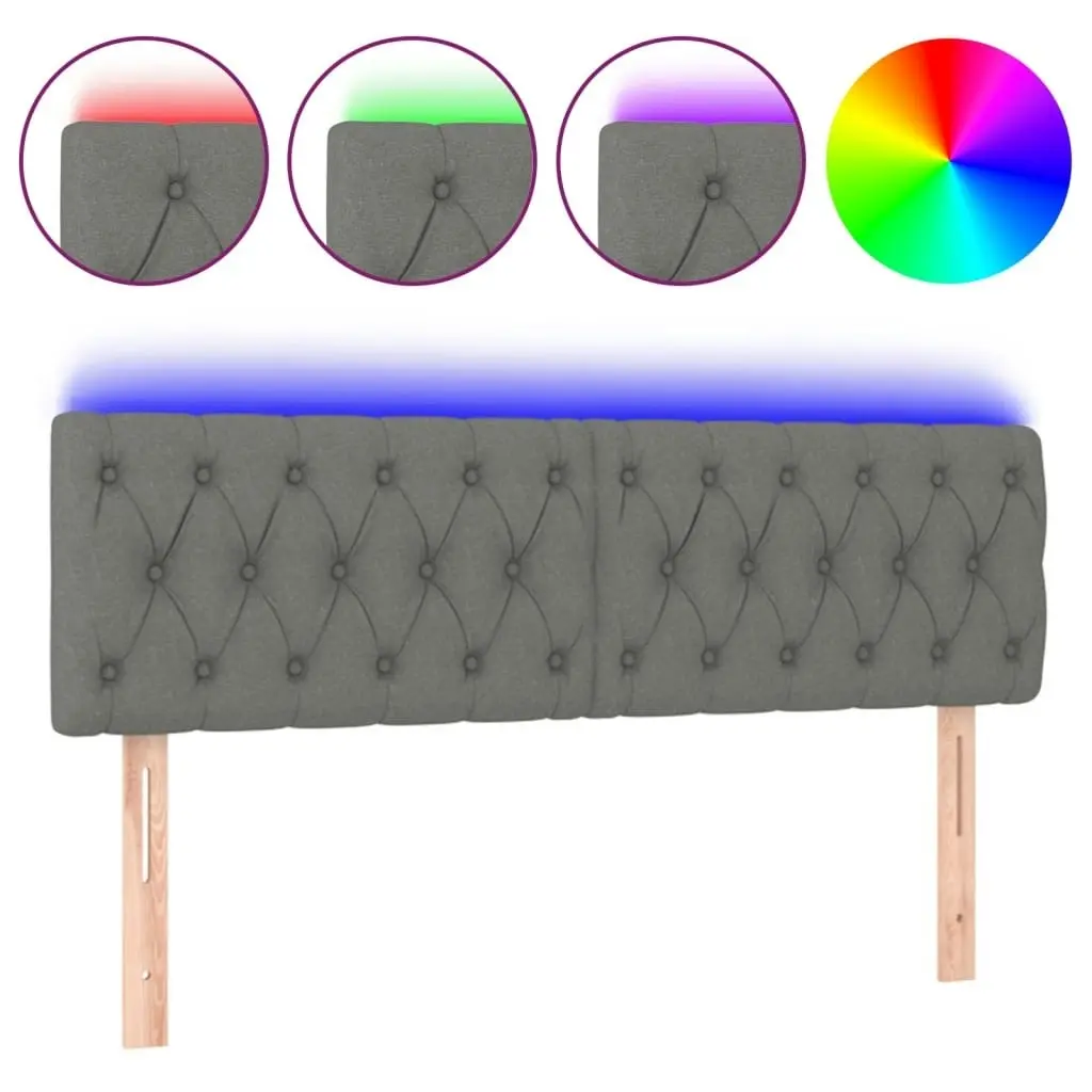 LED Headboard Dark Grey 160x7x78/88 cm Fabric 3121955