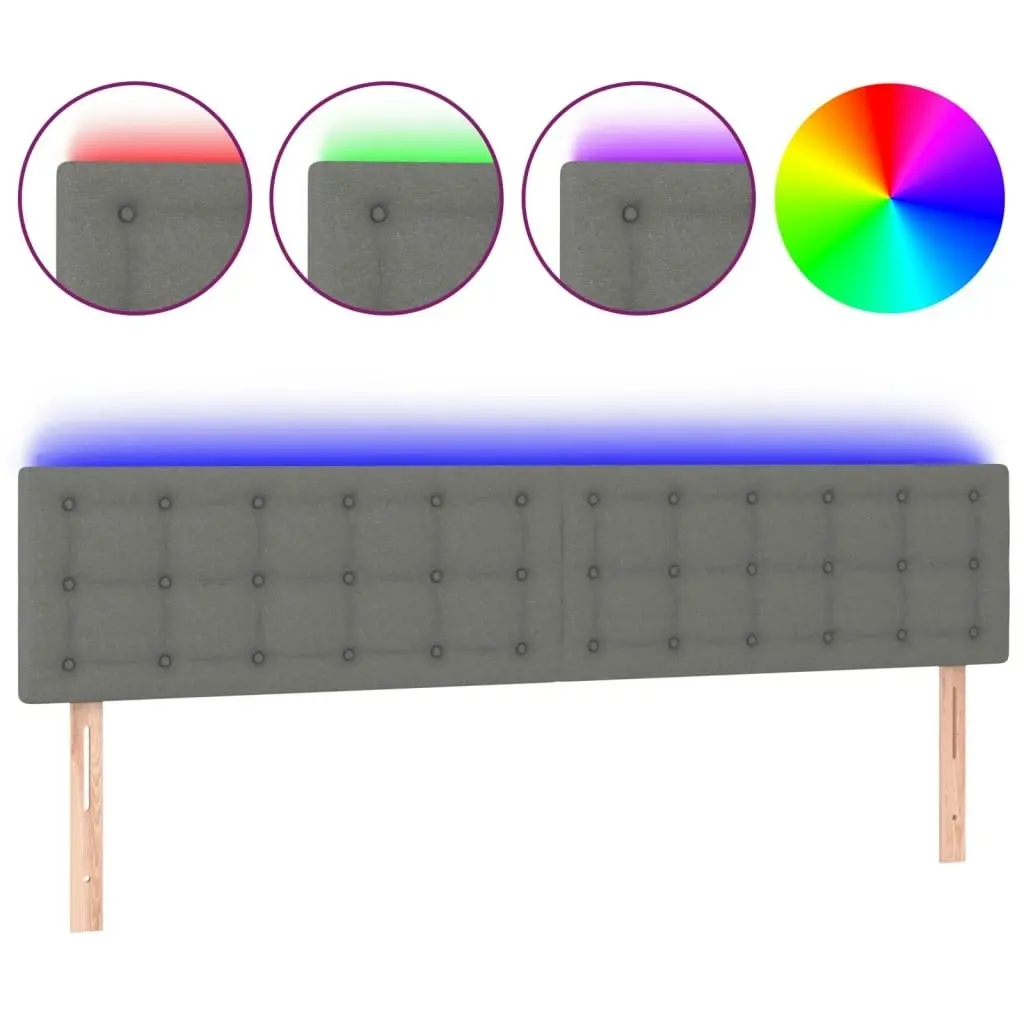 LED Headboard Dark Grey 160x5x78/88 cm Fabric 3122053