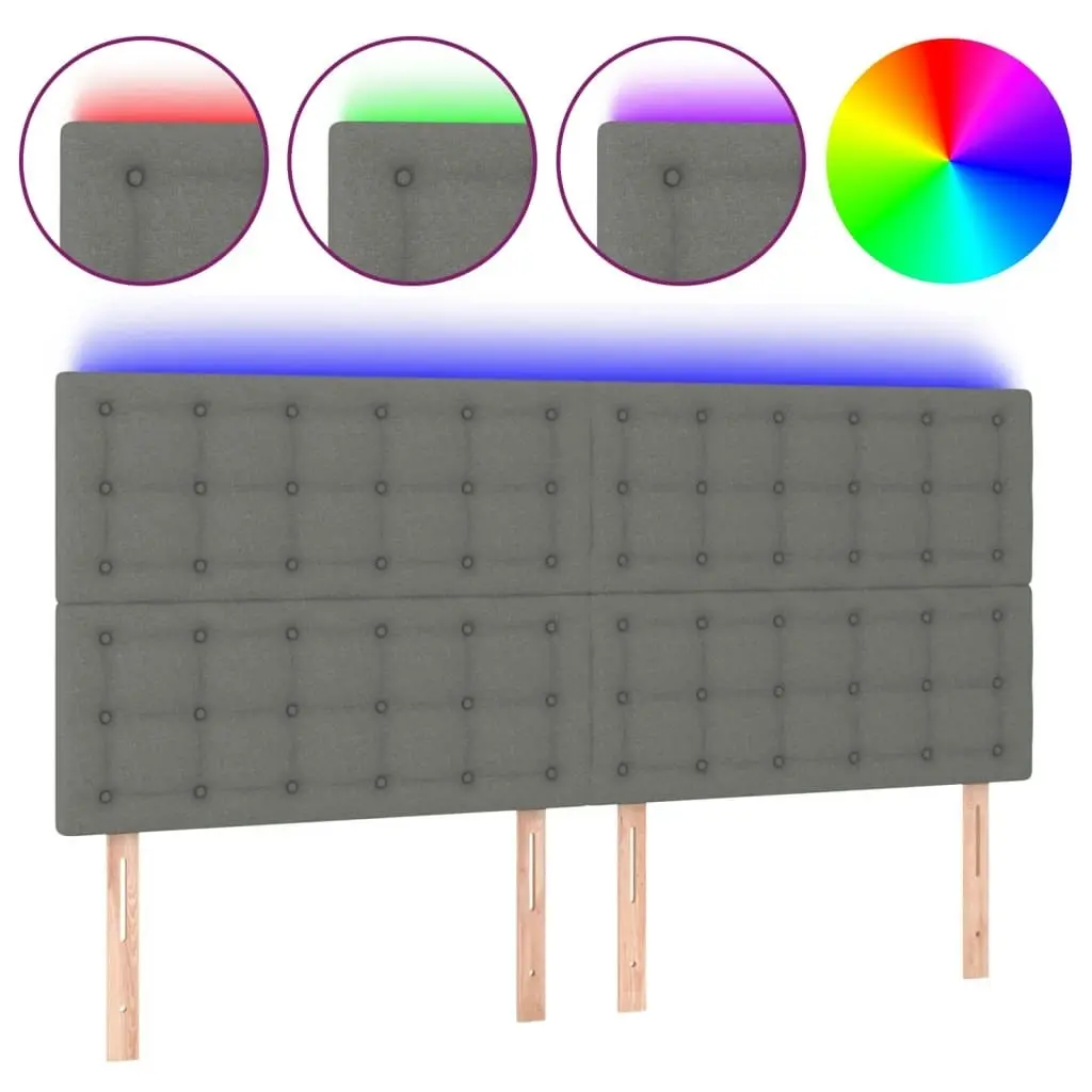 LED Headboard Dark Grey 200 cm Fabric 3122881