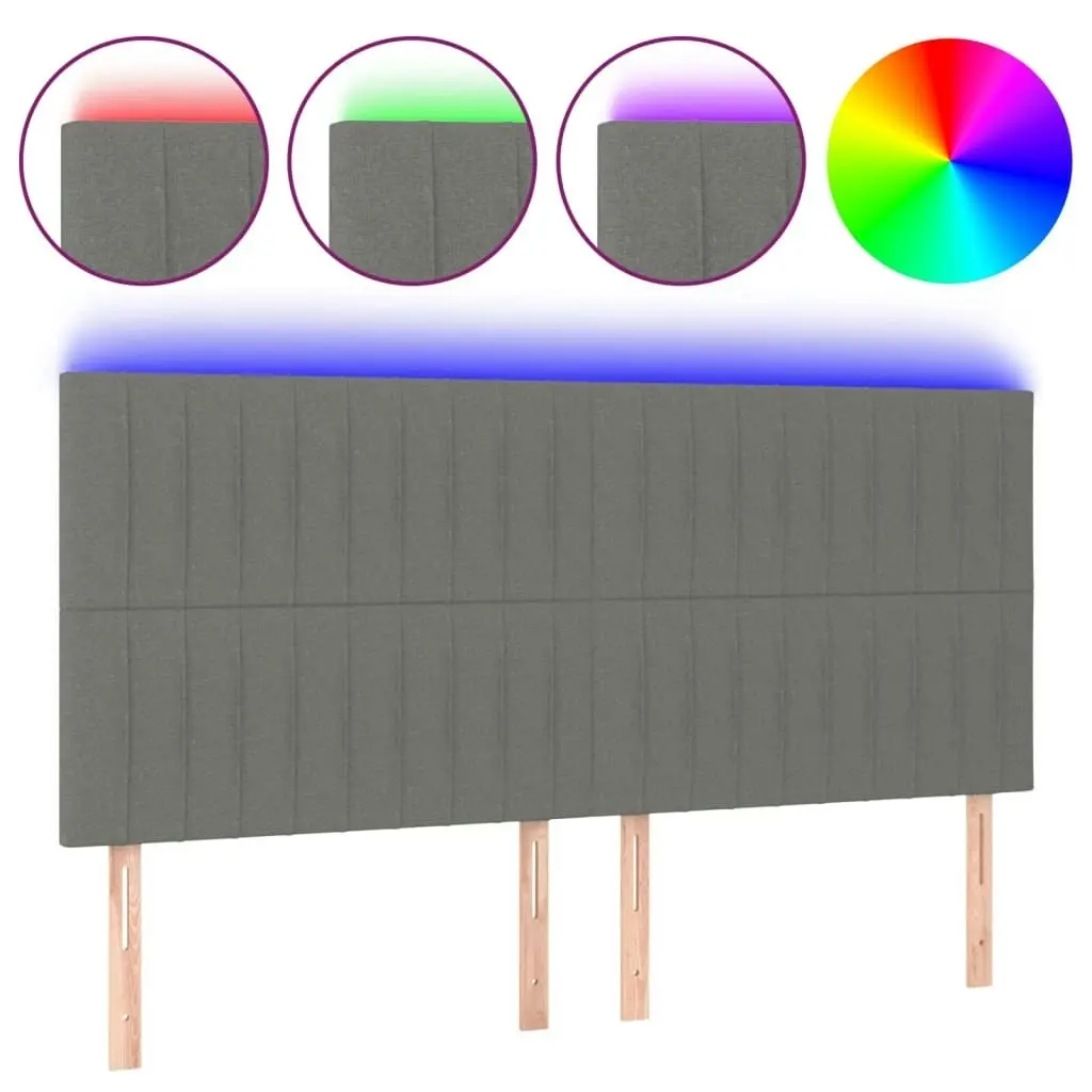 LED Headboard Dark Grey 200 cm Fabric 3122685