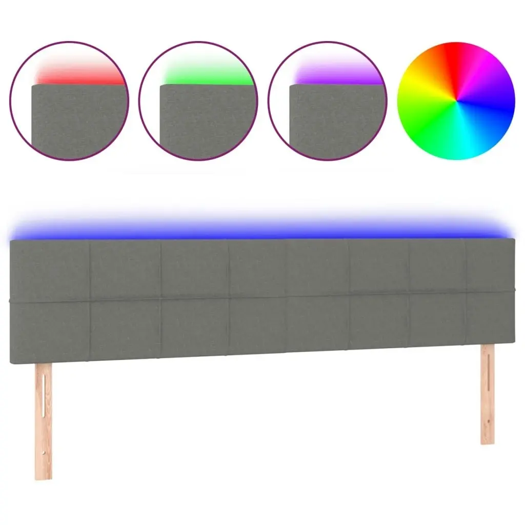 LED Headboard Dark Grey 200x5x78/88 cm Fabric 3121635