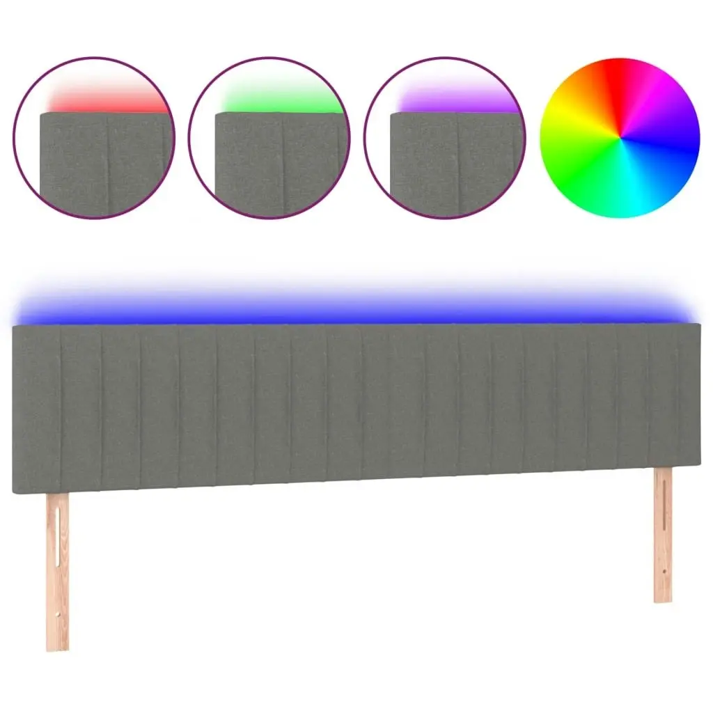 LED Headboard Dark Grey 200 cm Fabric 3121873