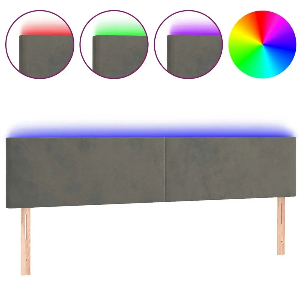 LED Headboard Dark Grey 200x5x78/88 cm Velvet 3121399