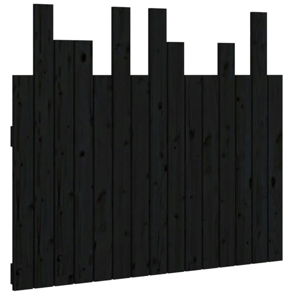 Wall Headboard Black 95.5x3x80 cm Solid Wood Pine 824787