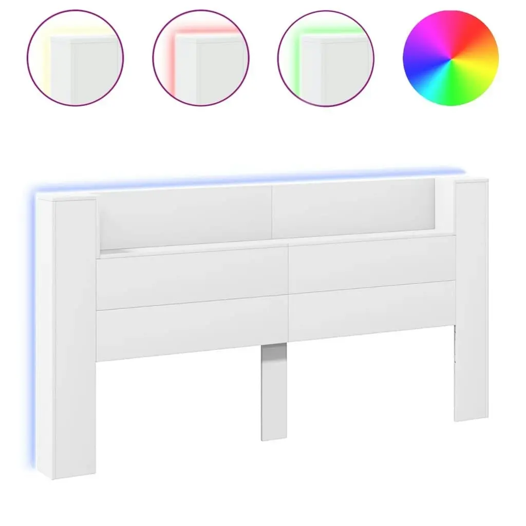 Headboard Cabinet with LED White 200x16.5x103.5 cm 839266