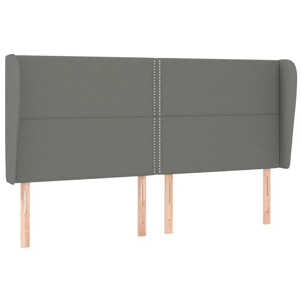 Headboard with Ears Dark Grey 163x23x118/128 cm Fabric 3117823