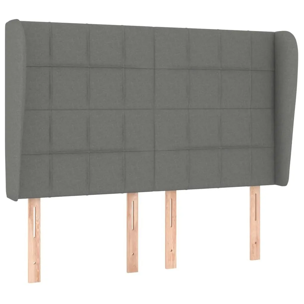 Headboard with Ears Dark Grey 147x23x118/128 cm Fabric 3117955