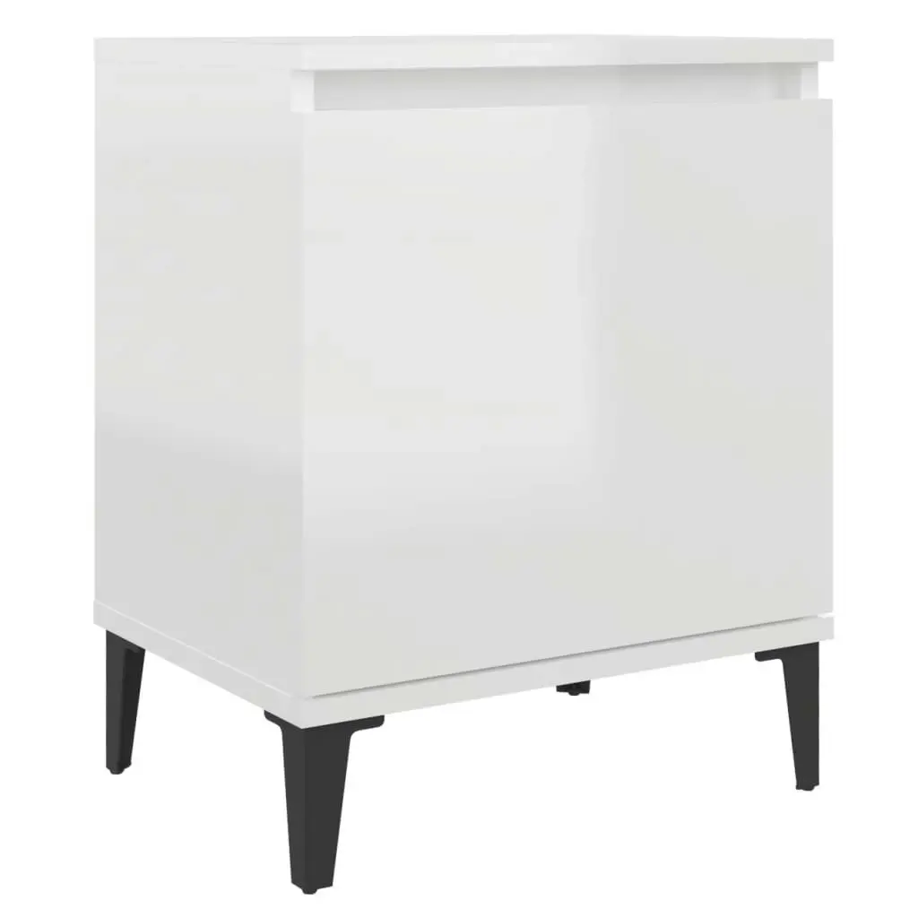 Bed Cabinet with Metal Legs High Gloss White 40x30x50 cm 805845