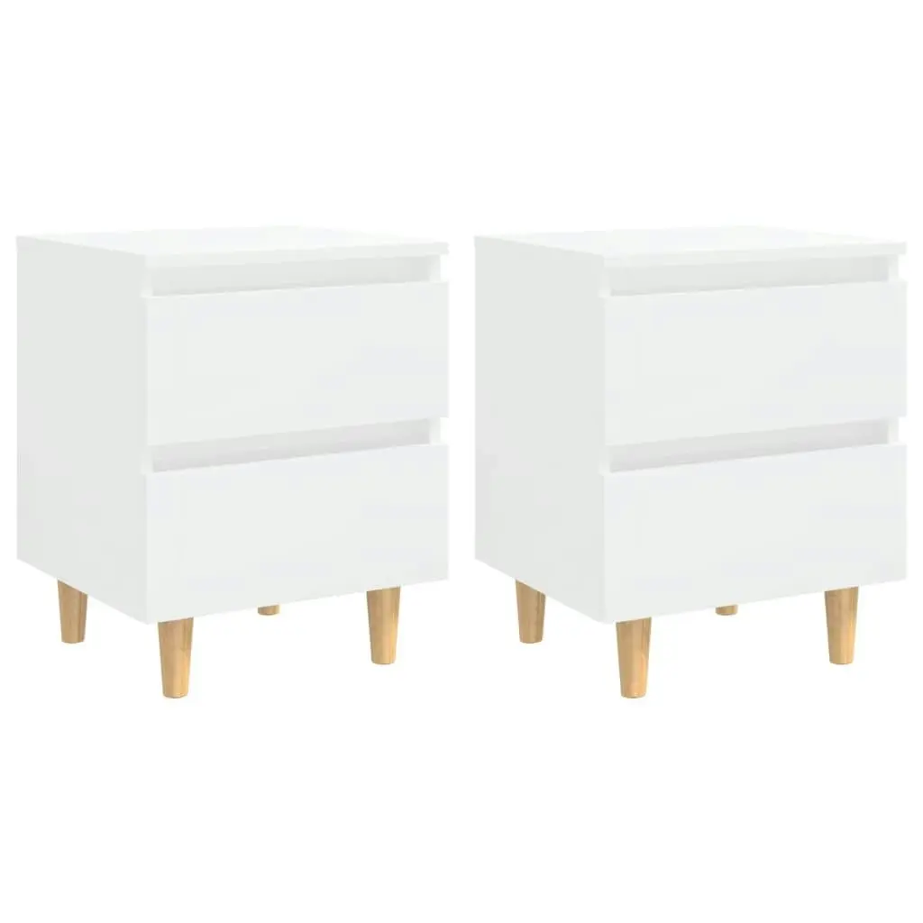 Bed Cabinets & Pinewood Legs 2 pcs High Gloss White 40x35x50cm 805864