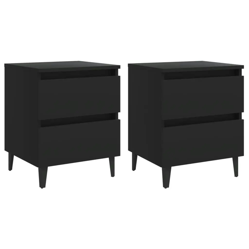 Bed Cabinets 2 pcs Black 40x35x50 cm Engineered Wood 805872