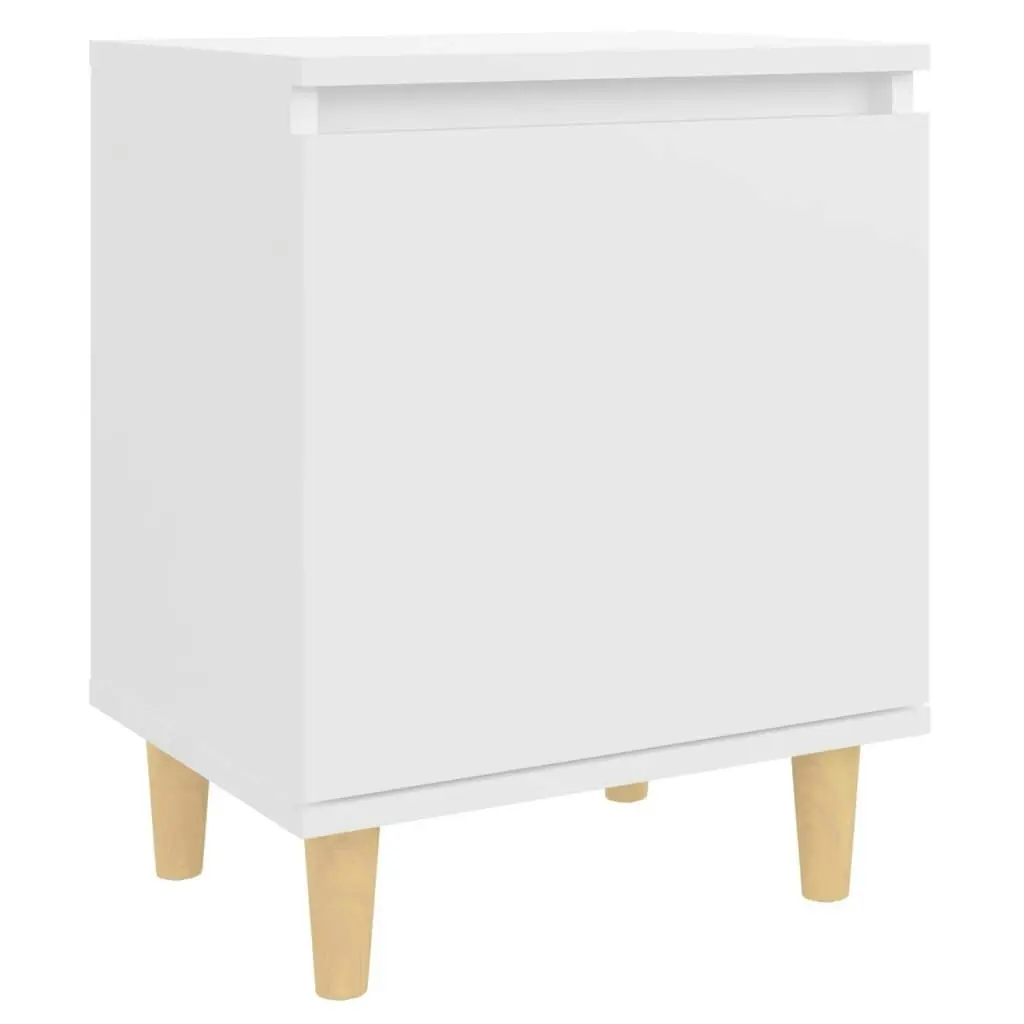 Bed Cabinet with Solid Wood Legs White 40x30x50 cm 805815