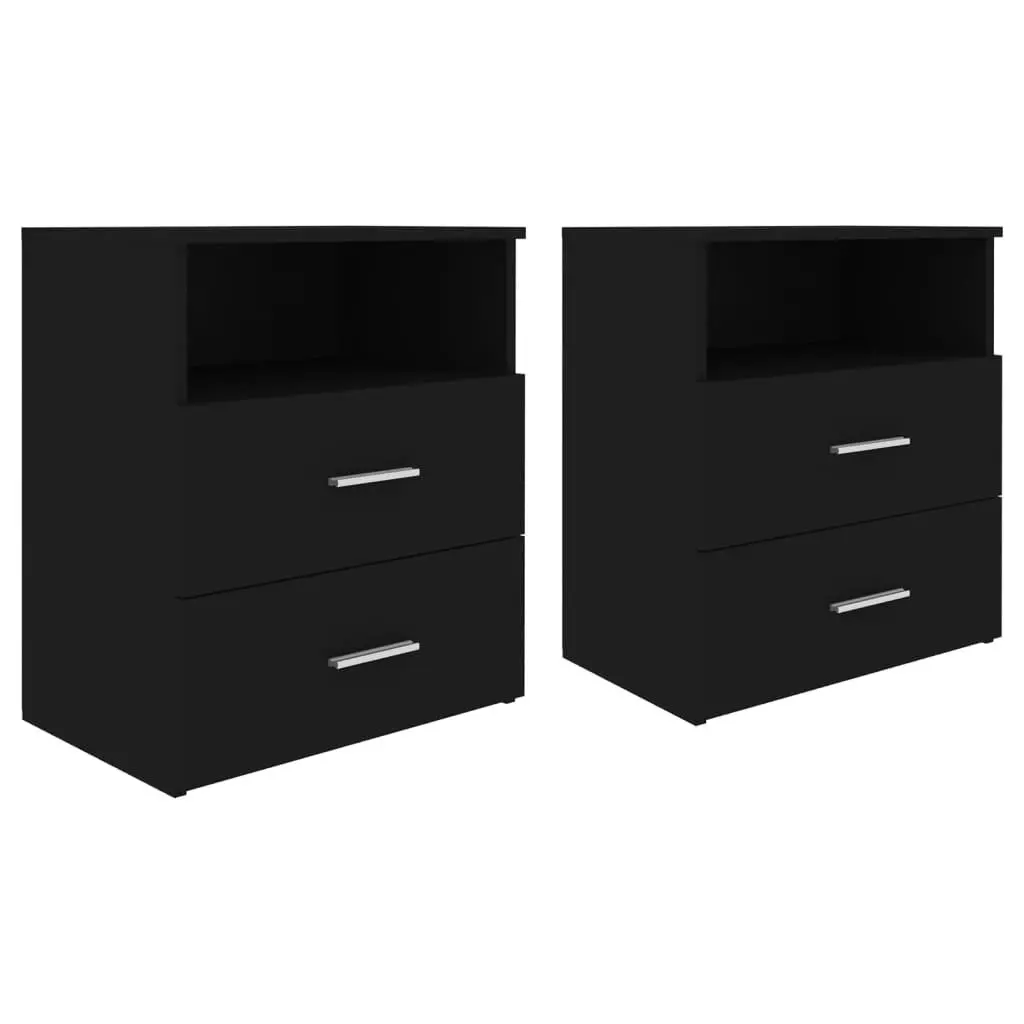 Bed Cabinets 2 pcs Black 50x32x60 cm 803275