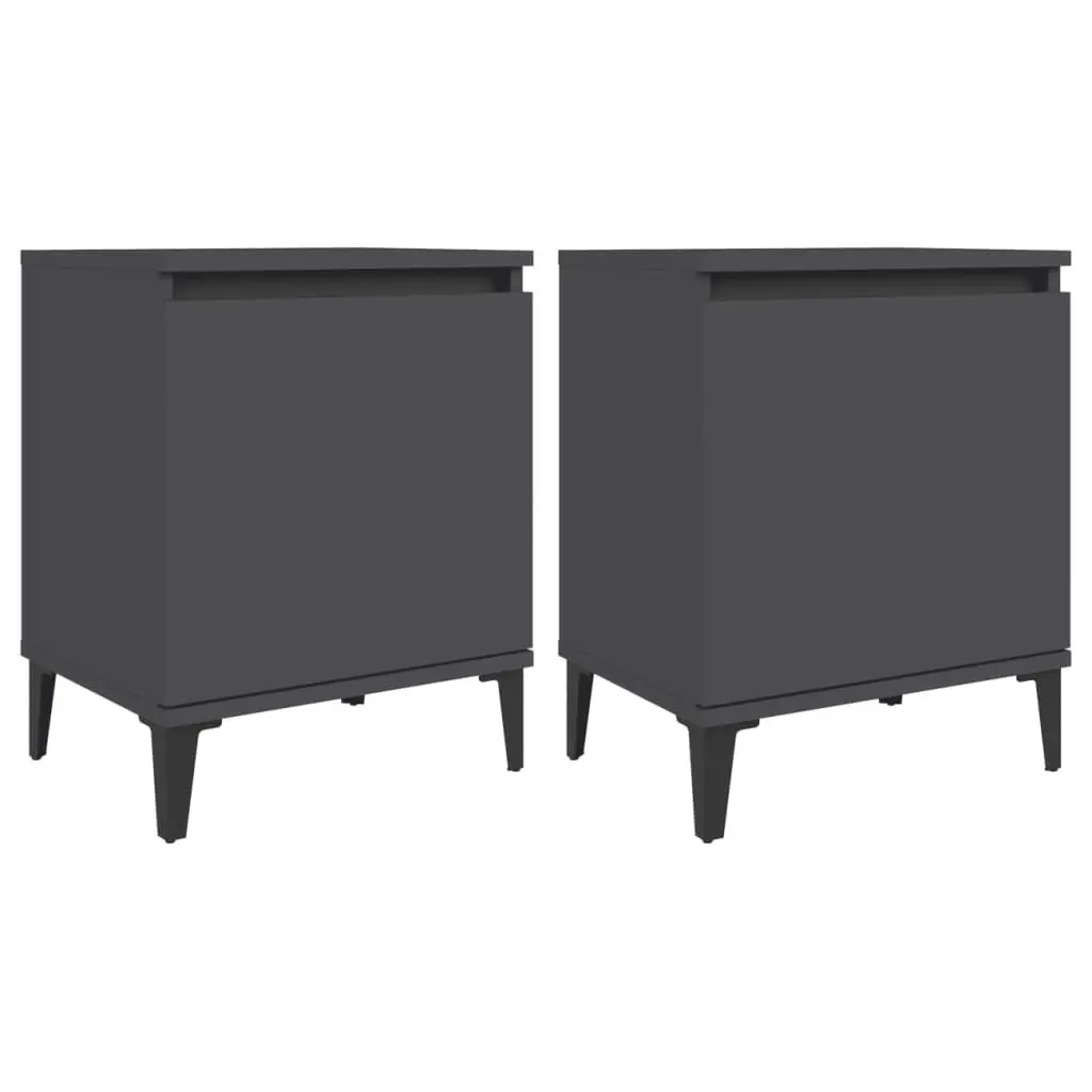 Bed Cabinet with Metal Legs Grey 805838