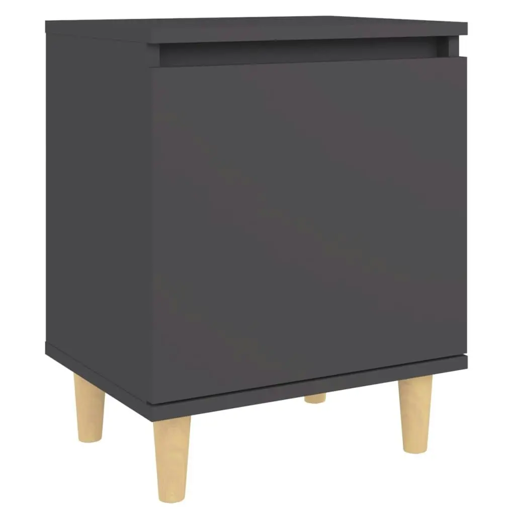 Bed Cabinet with Solid Wood Legs Grey 40x30x50 cm 805819