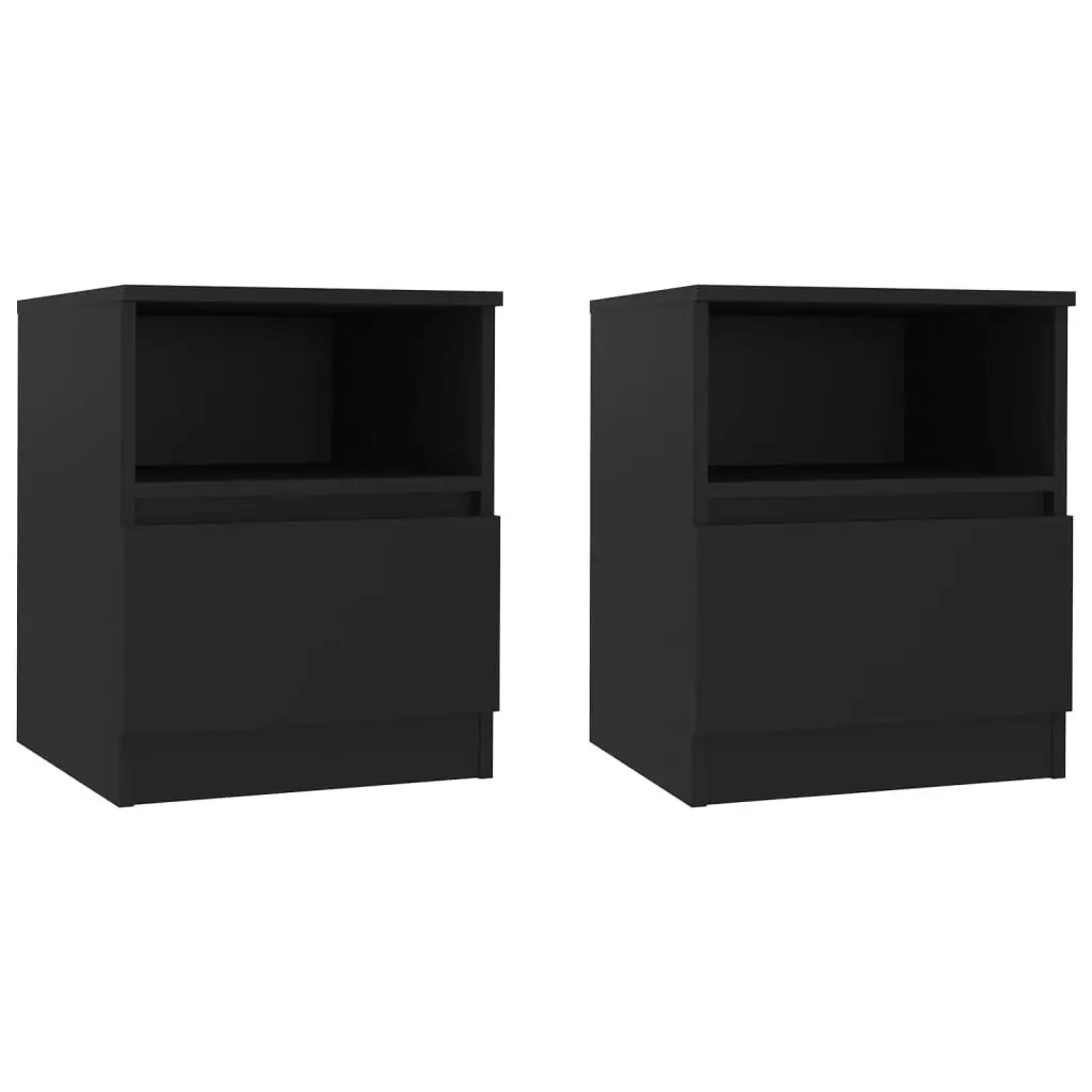 Bed Cabinets 2 pcs Black 40x40x50 cm Engineered Wood 806160