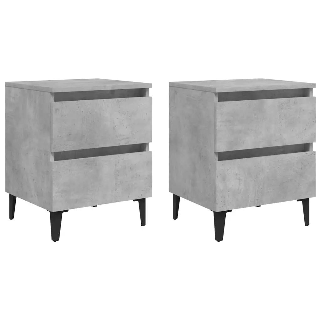 Bed Cabinets 2 pcs Concrete Grey 40x35x50 cm Engineered Wood 805878