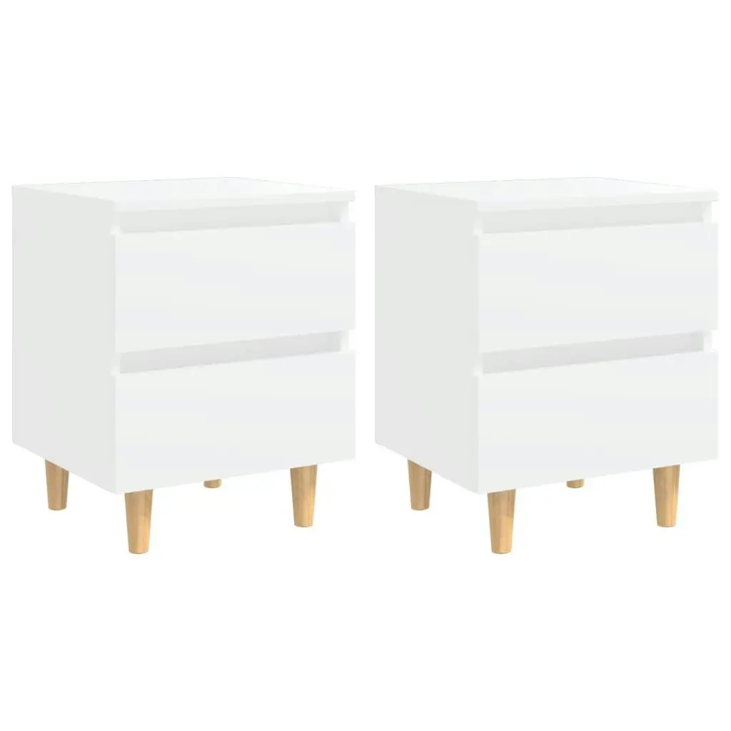 Bed Cabinets with Solid Pinewood Legs 2 pcs White 40x35x50 cm 805852