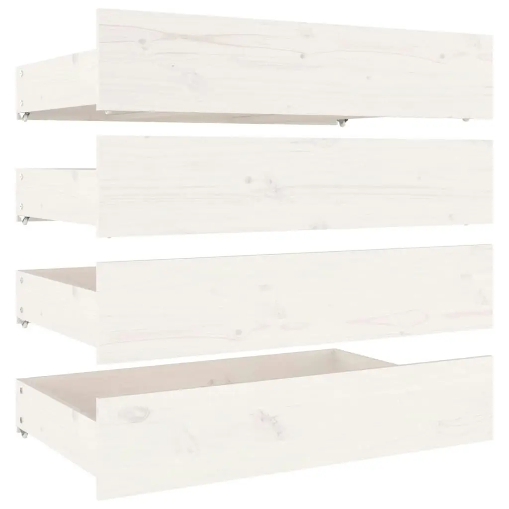 Bed Drawers 4 pcs White Solid Wood Pine 814995