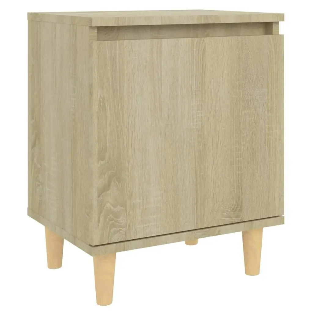 Bed Cabinet with Solid Wood Legs Sonoma Oak 40x30x50 cm 805821