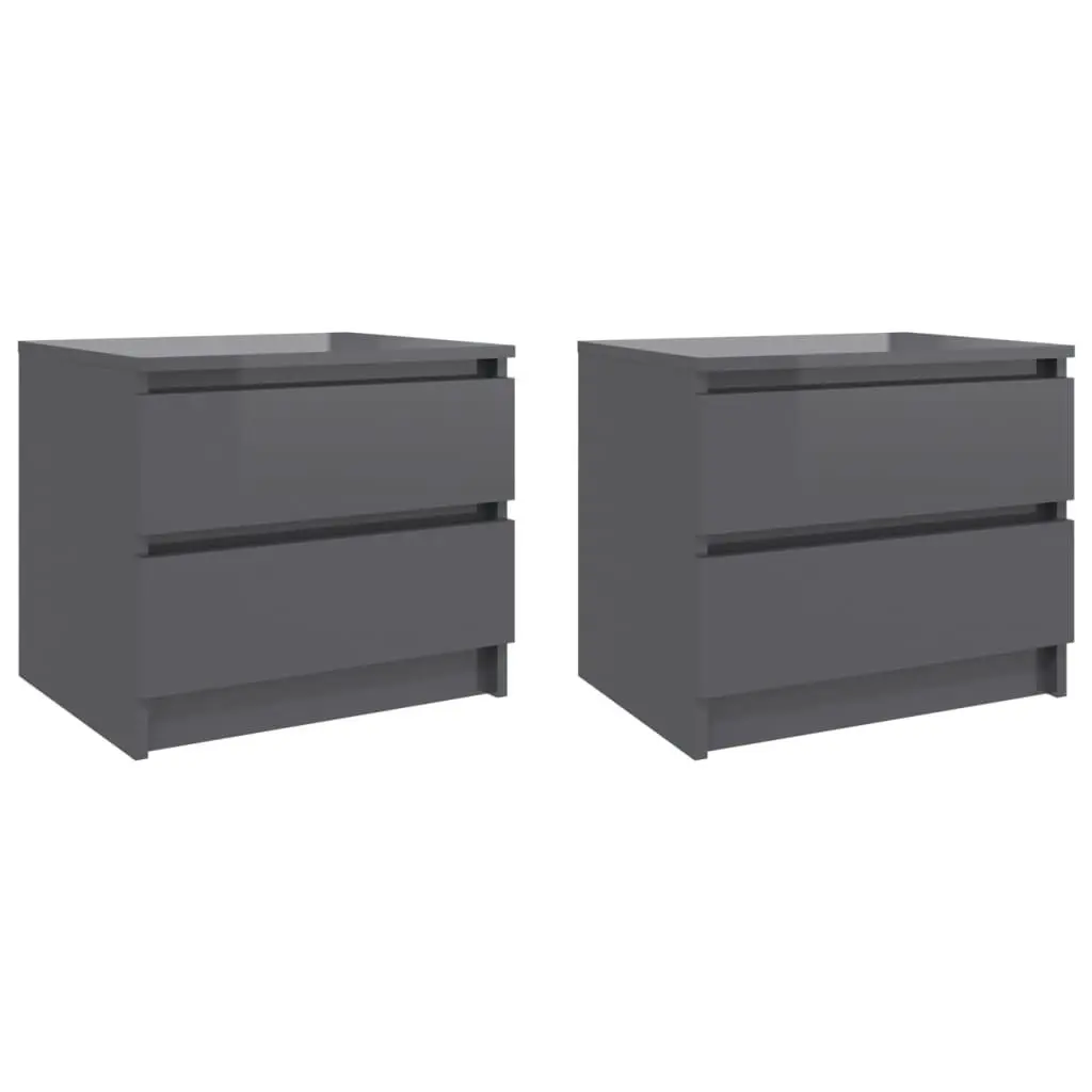 Bed Cabinets 2 pcs High Gloss Grey 50x39x43.5 cm Engineered Wood 806210