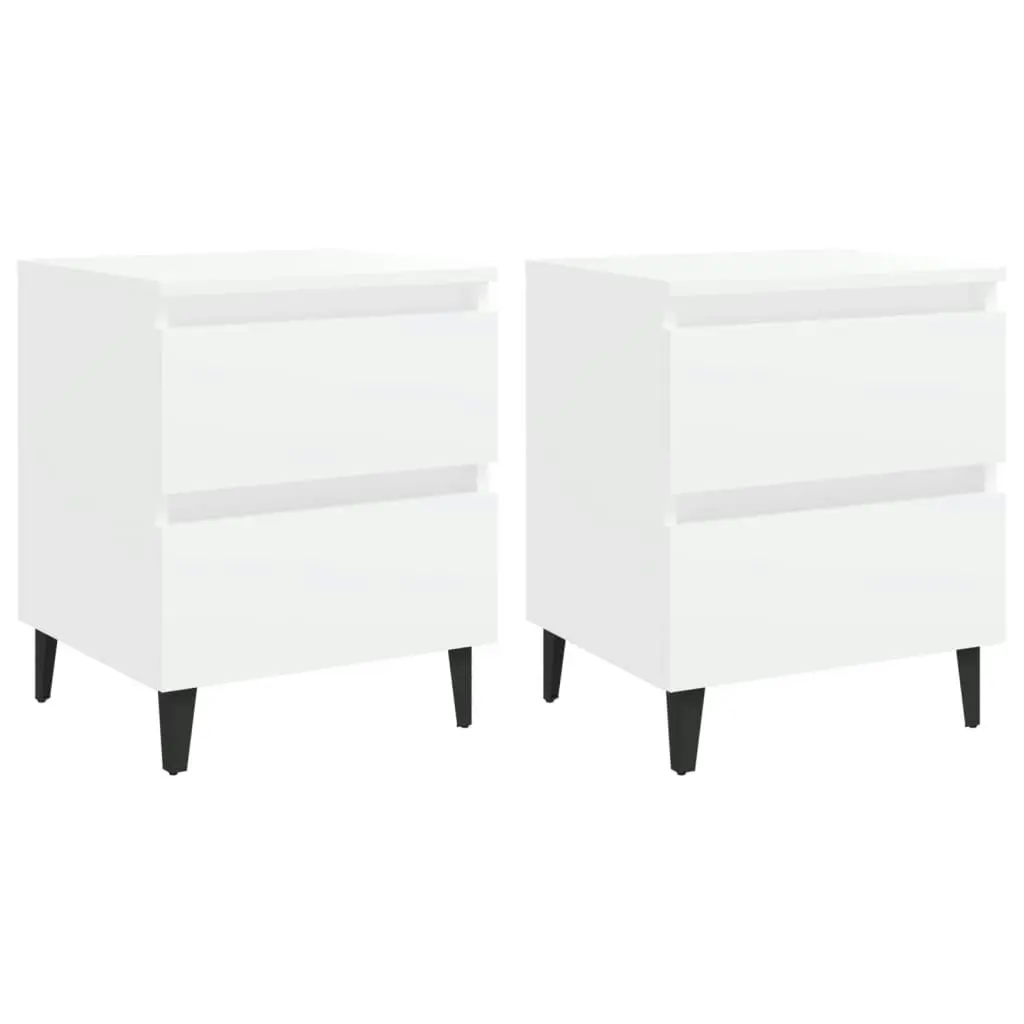 Bed Cabinets 2 pcs White 40x35x50 cm Engineered Wood 805870