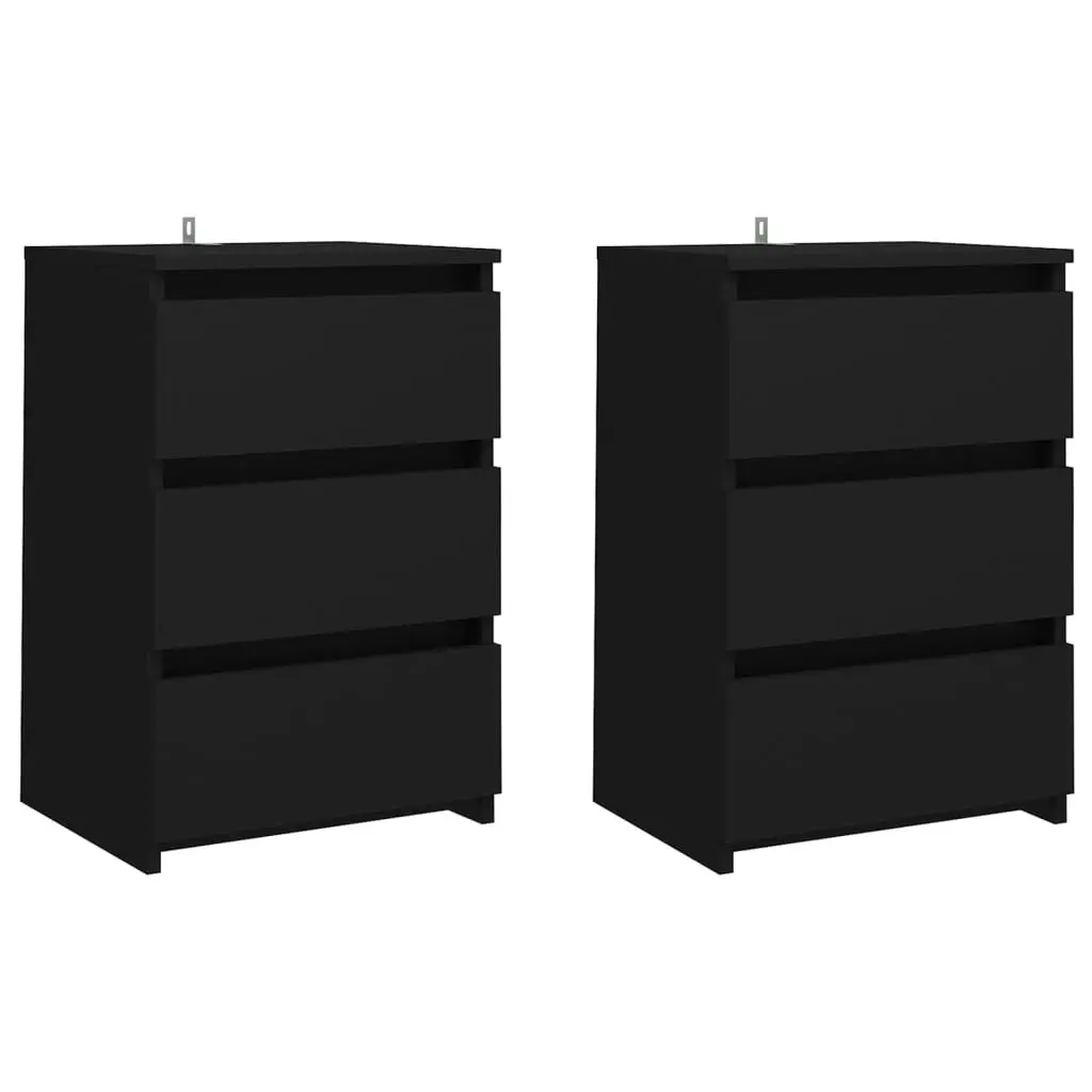 Bed Cabinets 2 pcs Black 40x35x62.5 cm Engineered Wood 806214