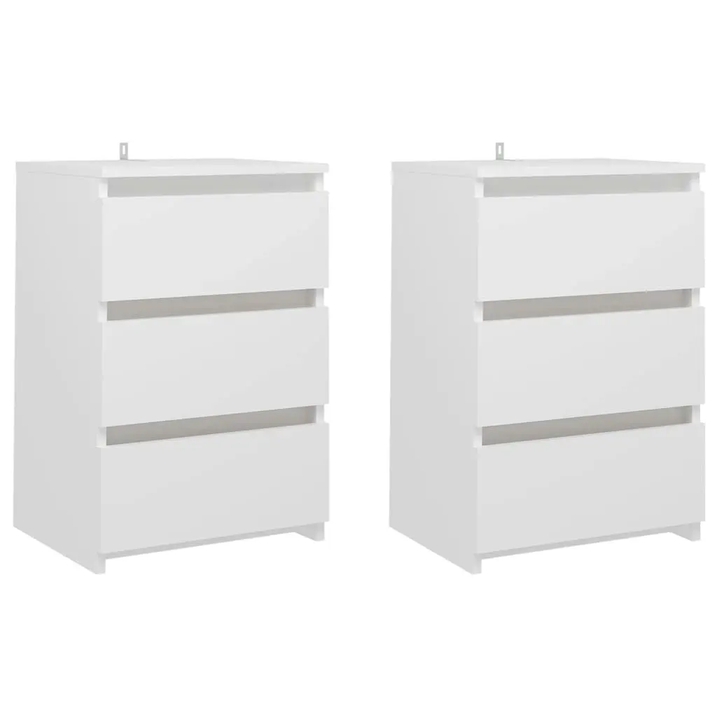 Bed Cabinets 2 pcs White 40x35x62.5 cm Engineered Wood 806212