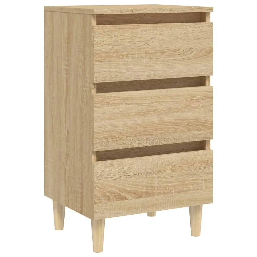 Bed Cabinet with Solid Wood Legs Sonoma Oak 40x35x69 cm 805893