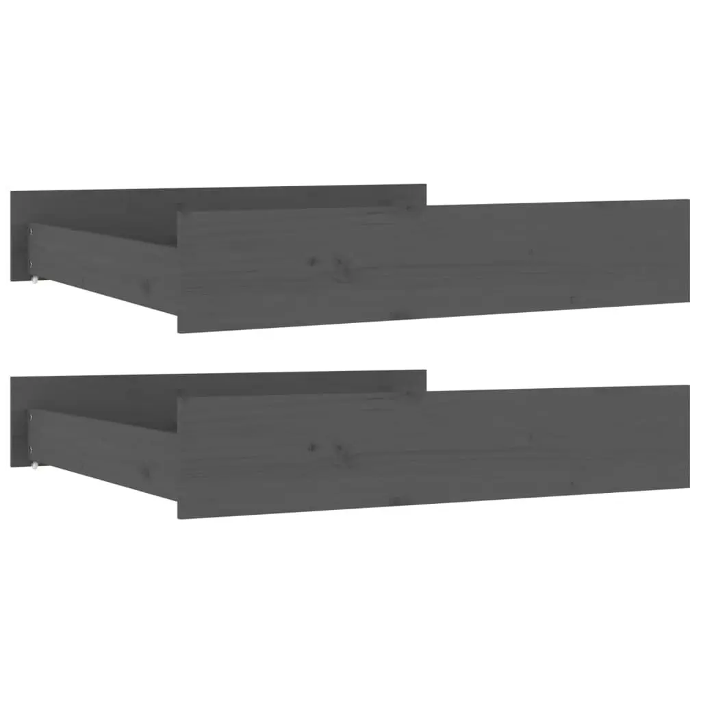 Bed Drawers 2 pcs Grey Solid Wood Pine 814981