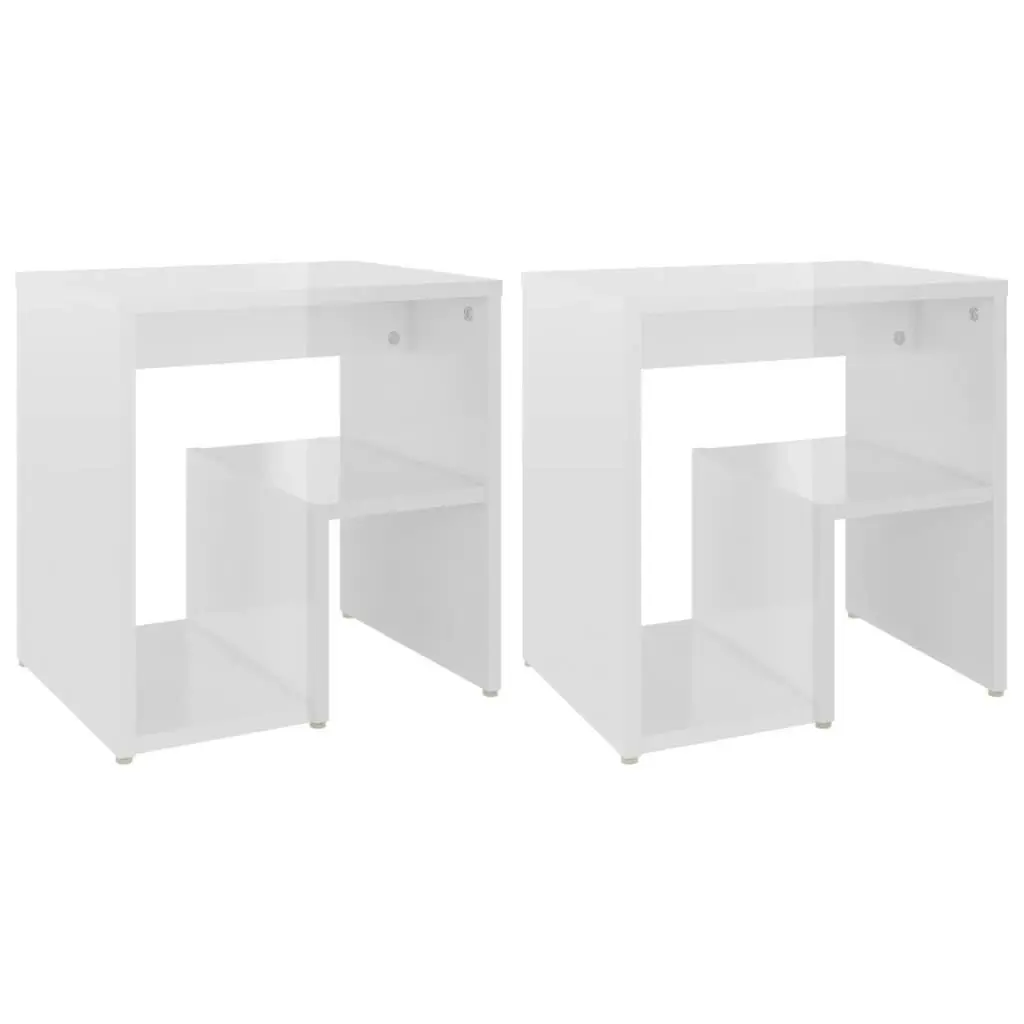 Bed Cabinets 2 pcs High Gloss White 40x30x40 cm Engineered Wood 806341