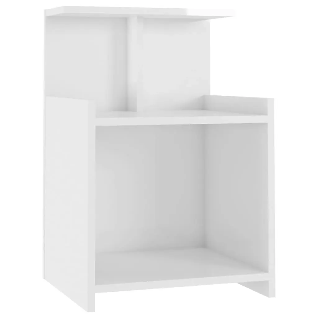 Bed Cabinet High Gloss White 40x35x60 cm Engineered Wood 806187