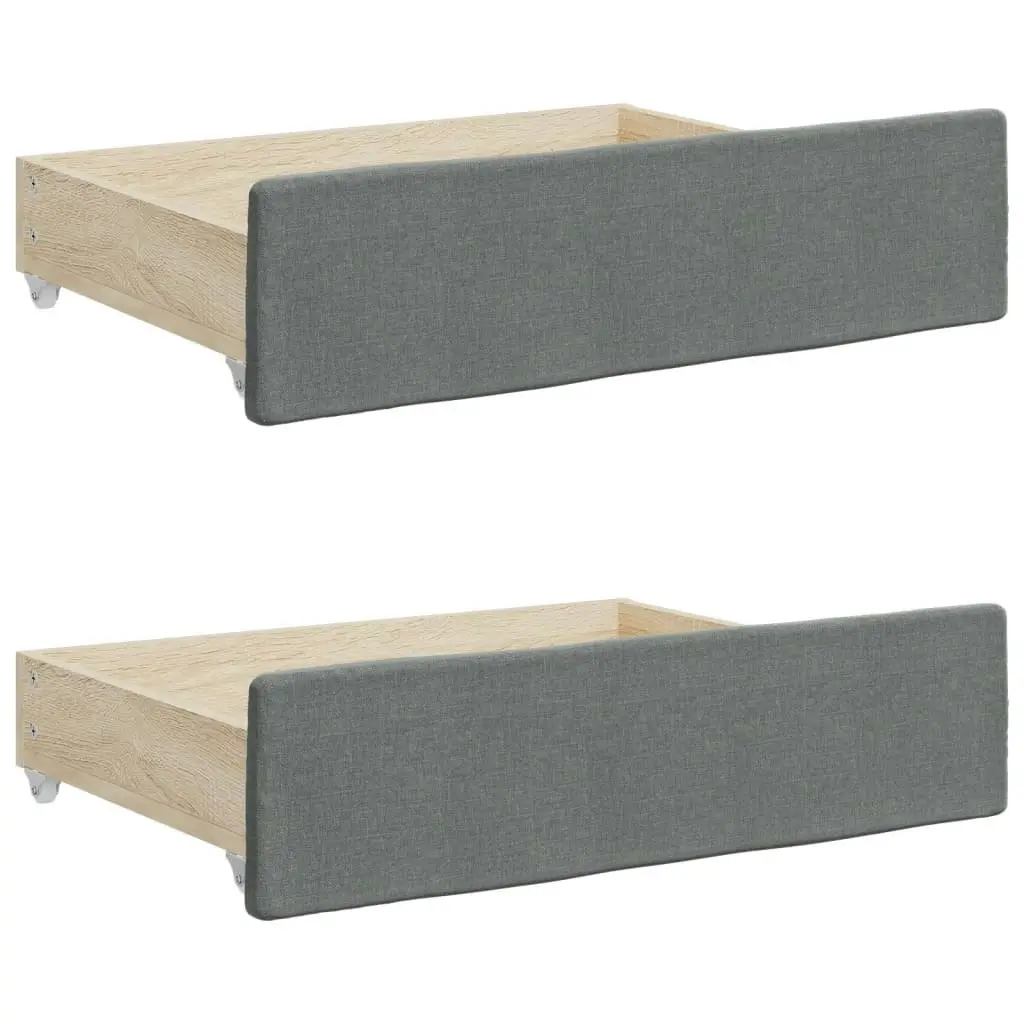 Bed Drawers 2 pcs Dark Grey Engineered Wood and Fabric 833911