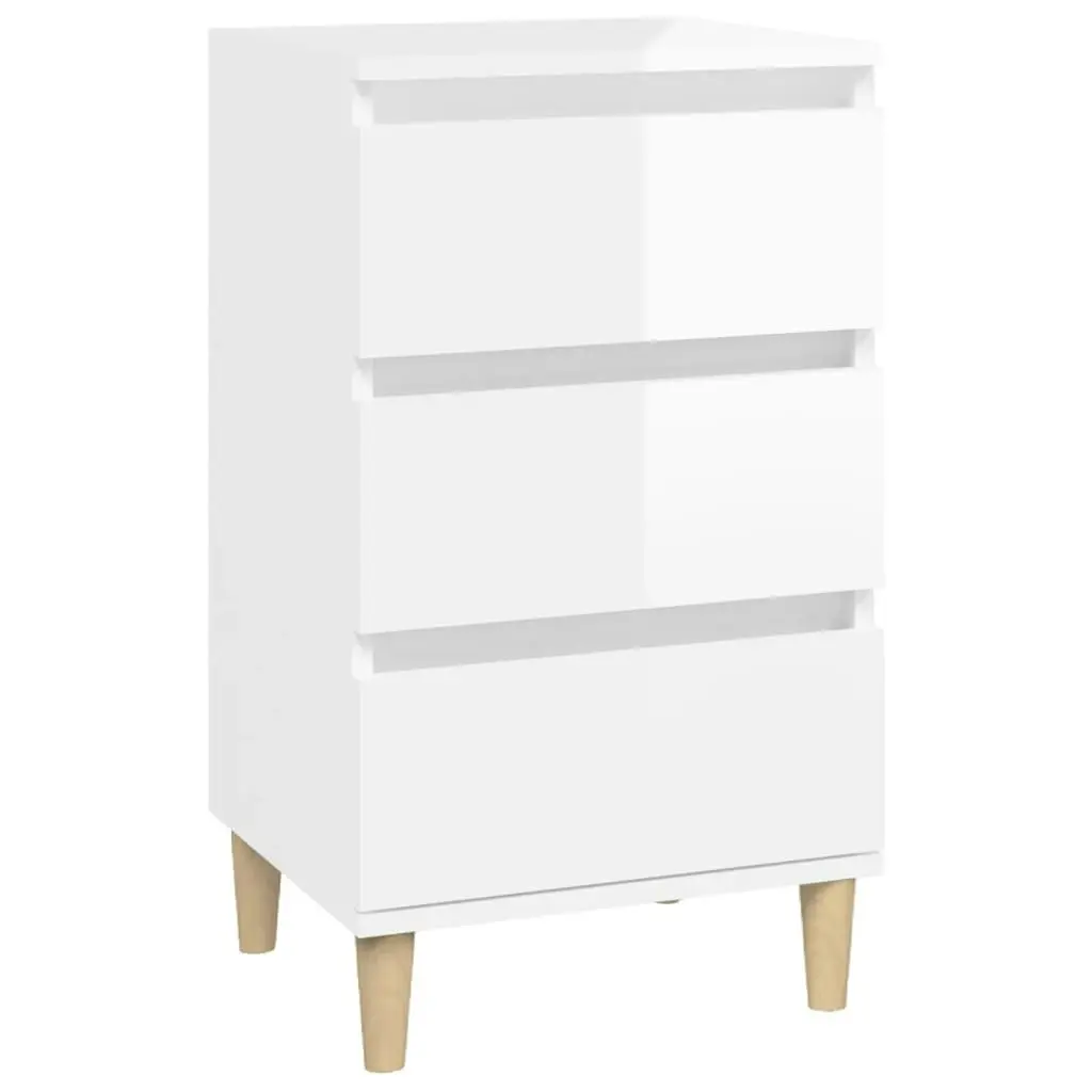 Bedside Cabinet High Gloss White 40x35x70 cm Engineered Wood 819662