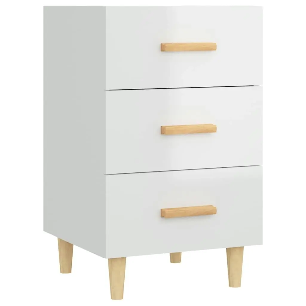 Bedside Cabinet High Gloss White 40x40x66 cm Engineered Wood 812084