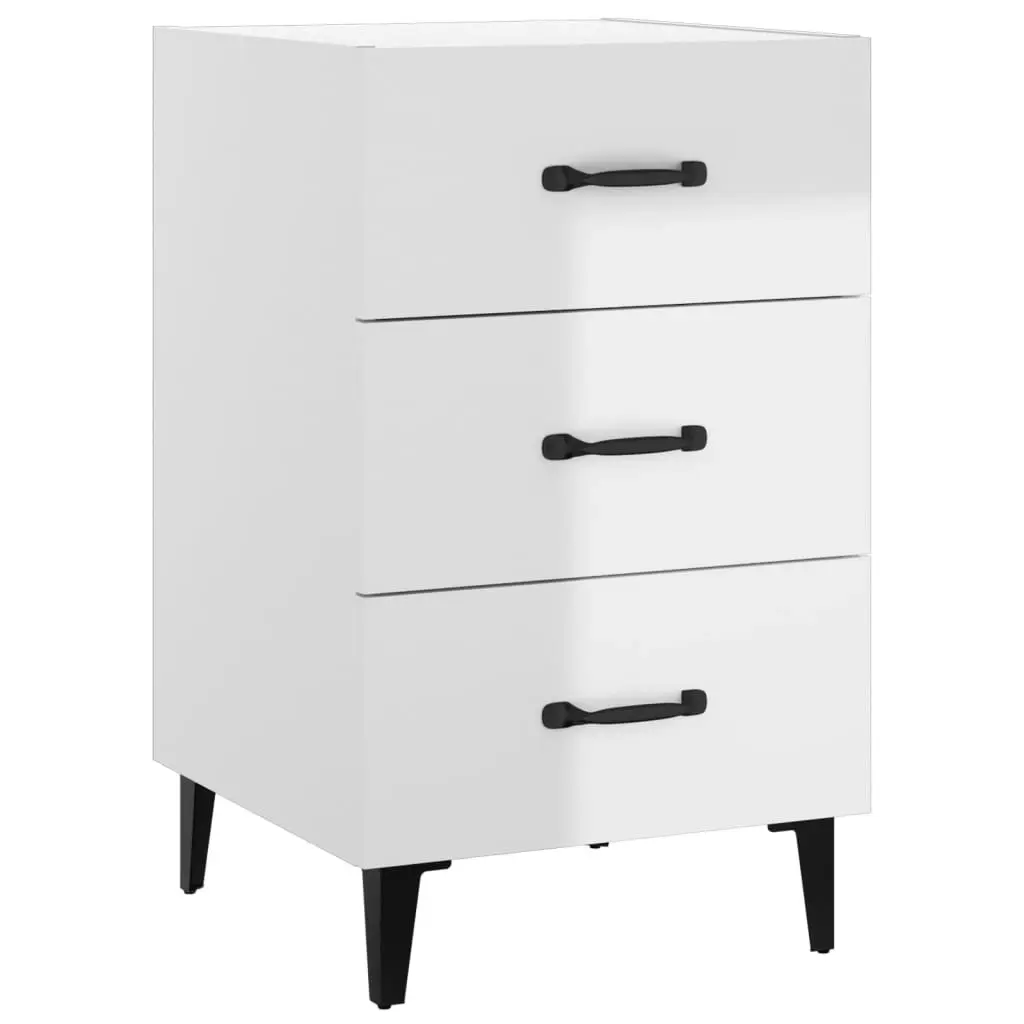 Bedside Cabinet High Gloss White 40x40x66 cm Engineered Wood 812093