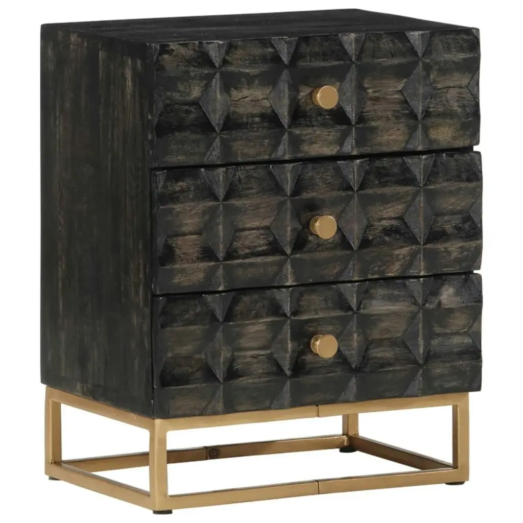 Bedside Cabinet Black 40x29x50 cm Solid Wood Mango 351680