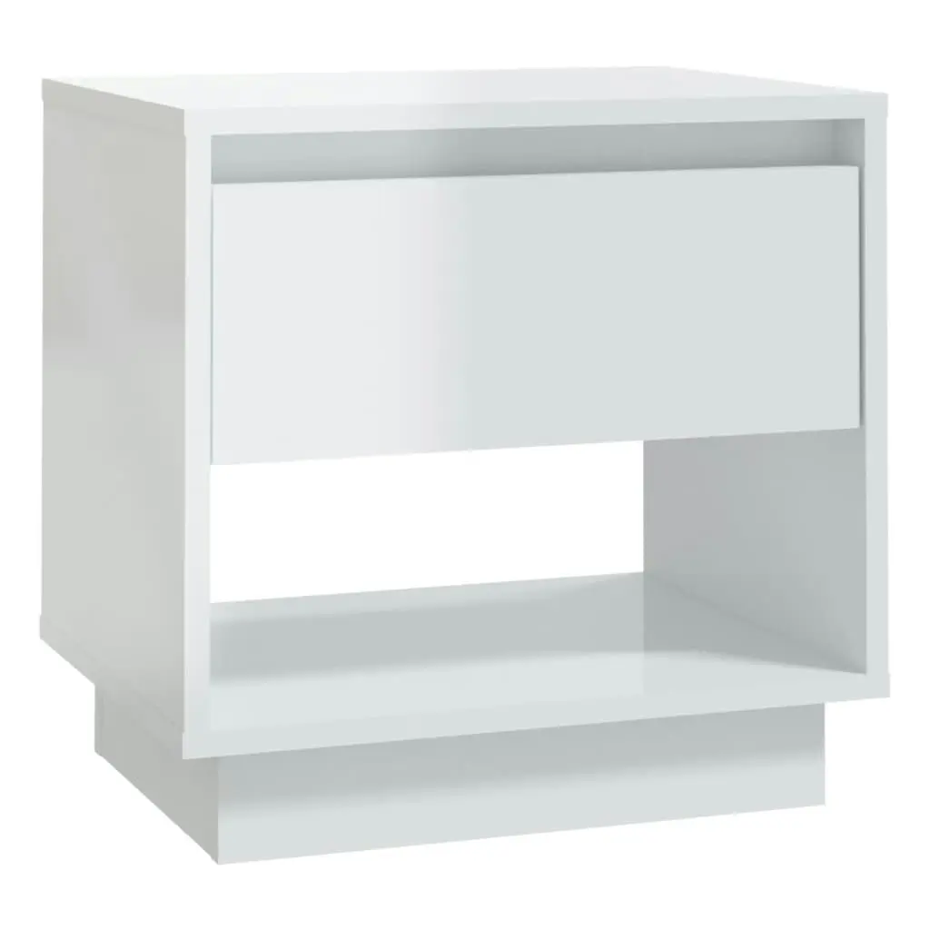 Bedside Cabinet High Gloss White 45x34x44 cm Engineered Wood 809524