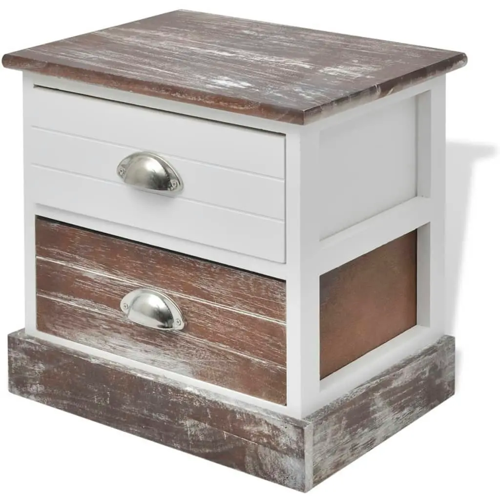 Bedside Cabinet Brown and White 242884