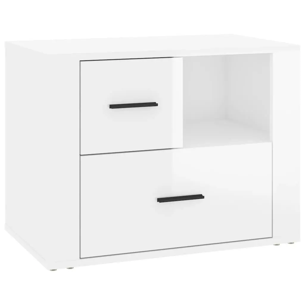 Bedside Cabinet High Gloss White 60x36x45 cm Engineered Wood 816738