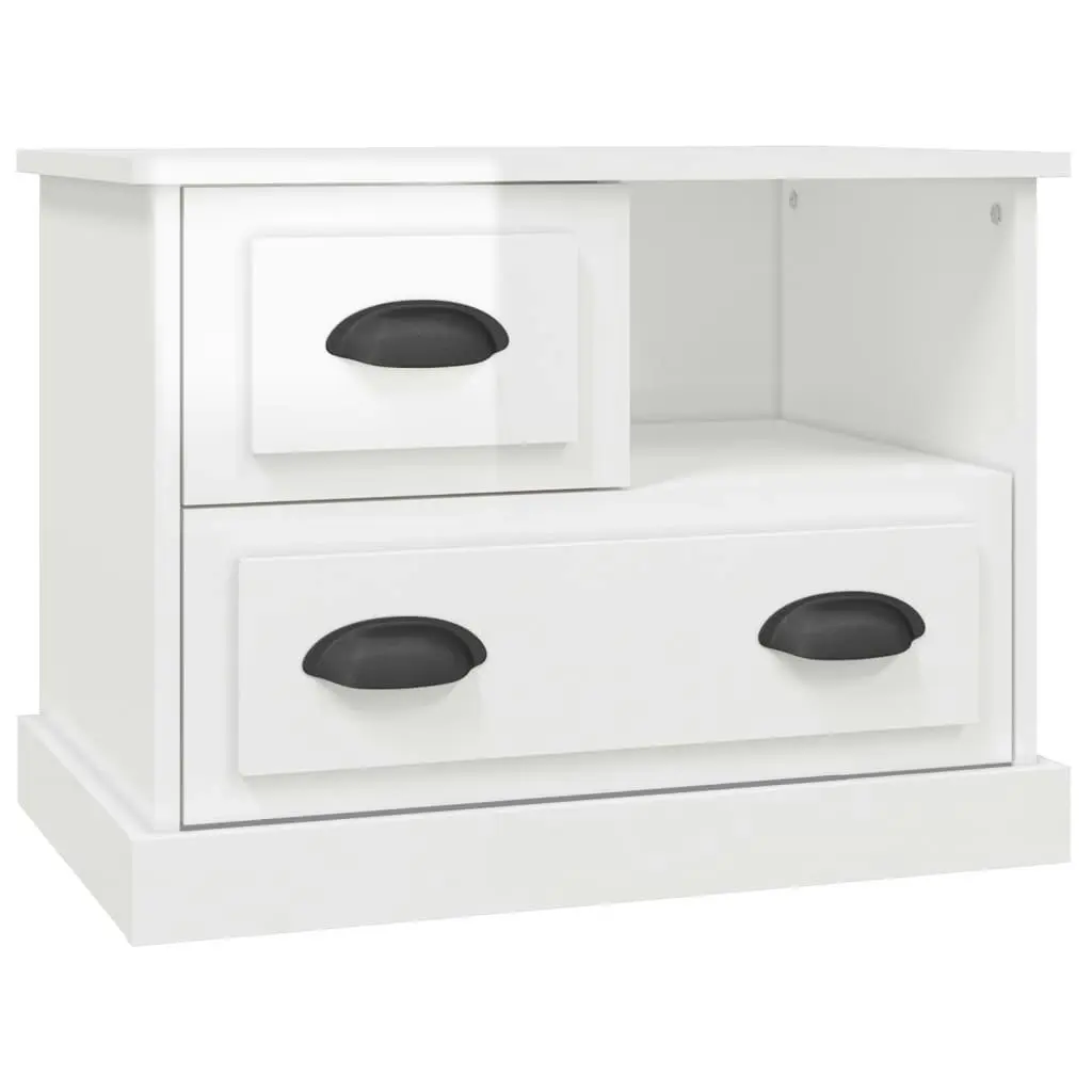 Bedside Cabinet High Gloss White 60x39x45 cm 816362