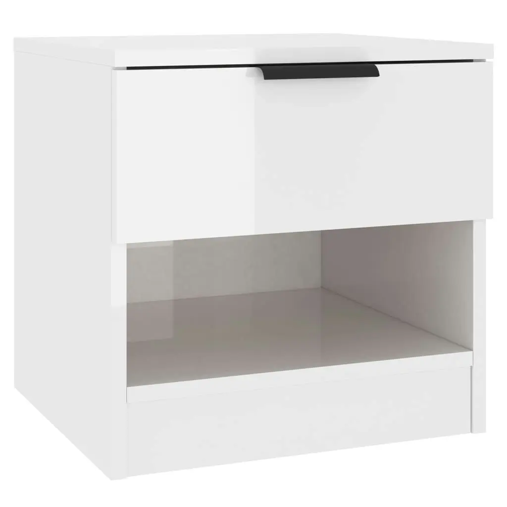 Bedside Cabinet High Gloss White Engineered Wood 811262