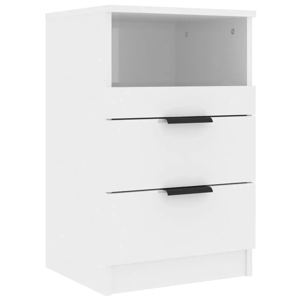 Bedside Cabinet High Gloss White Engineered Wood 811244